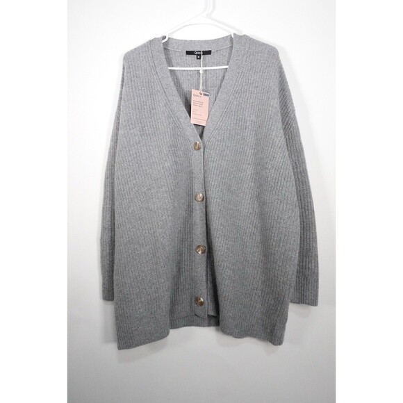 NWOT Quince Gray Mongolian Cashmere Oversized Boyfriend Cardigan Sweater M 0546 - Picture 4 of 9